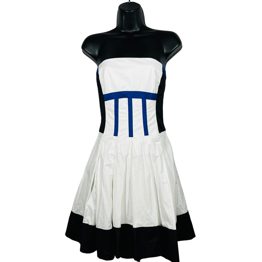 Karen Millen Strapless Mod Dress Party Cocktail Stripe - 4